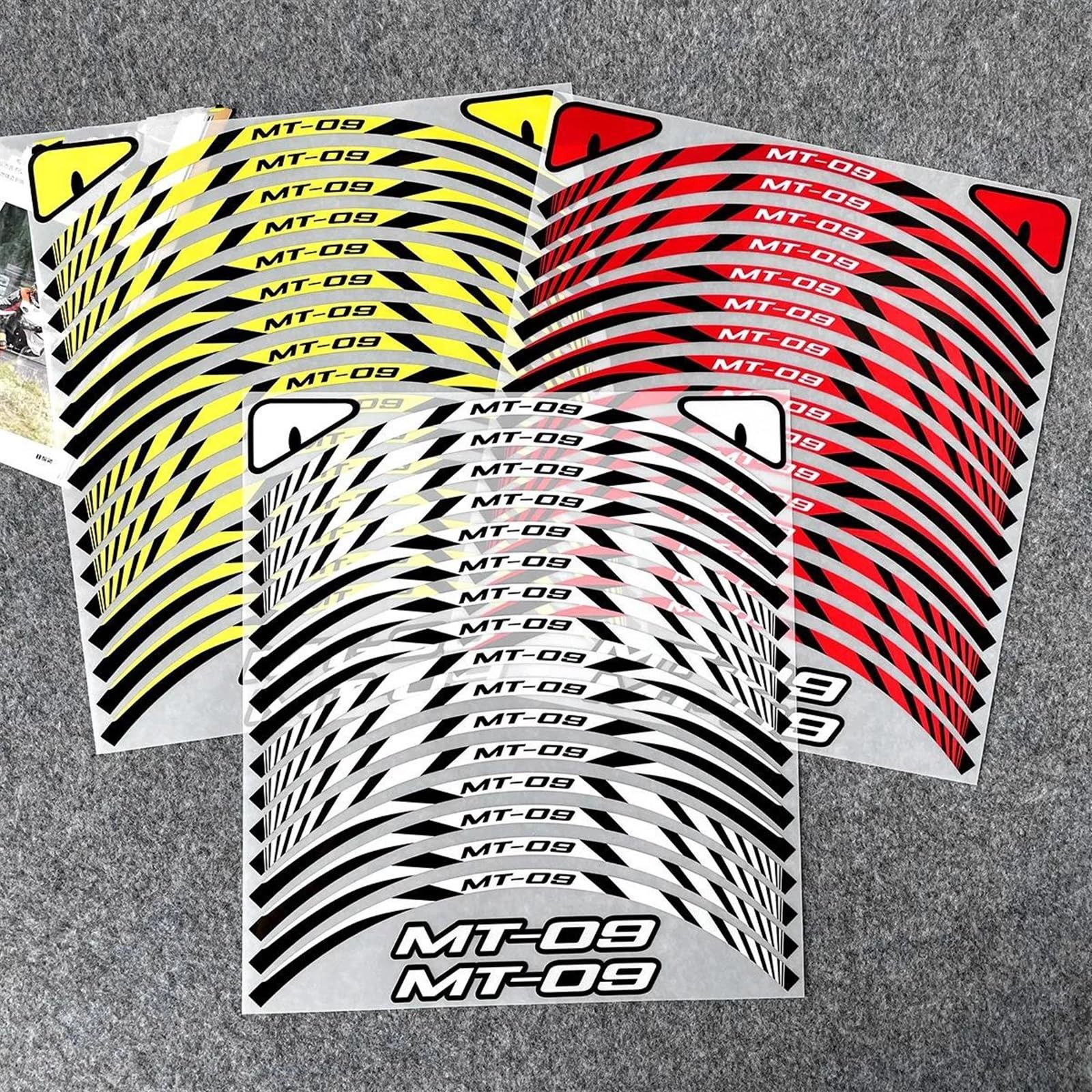 Reifenmodifikation, Motorradfelgenaufkleber, Radfolienrand, Reflektierende Aufkleber Für Yamaha MT09 MT-09 2017-2022(Yellow Set)