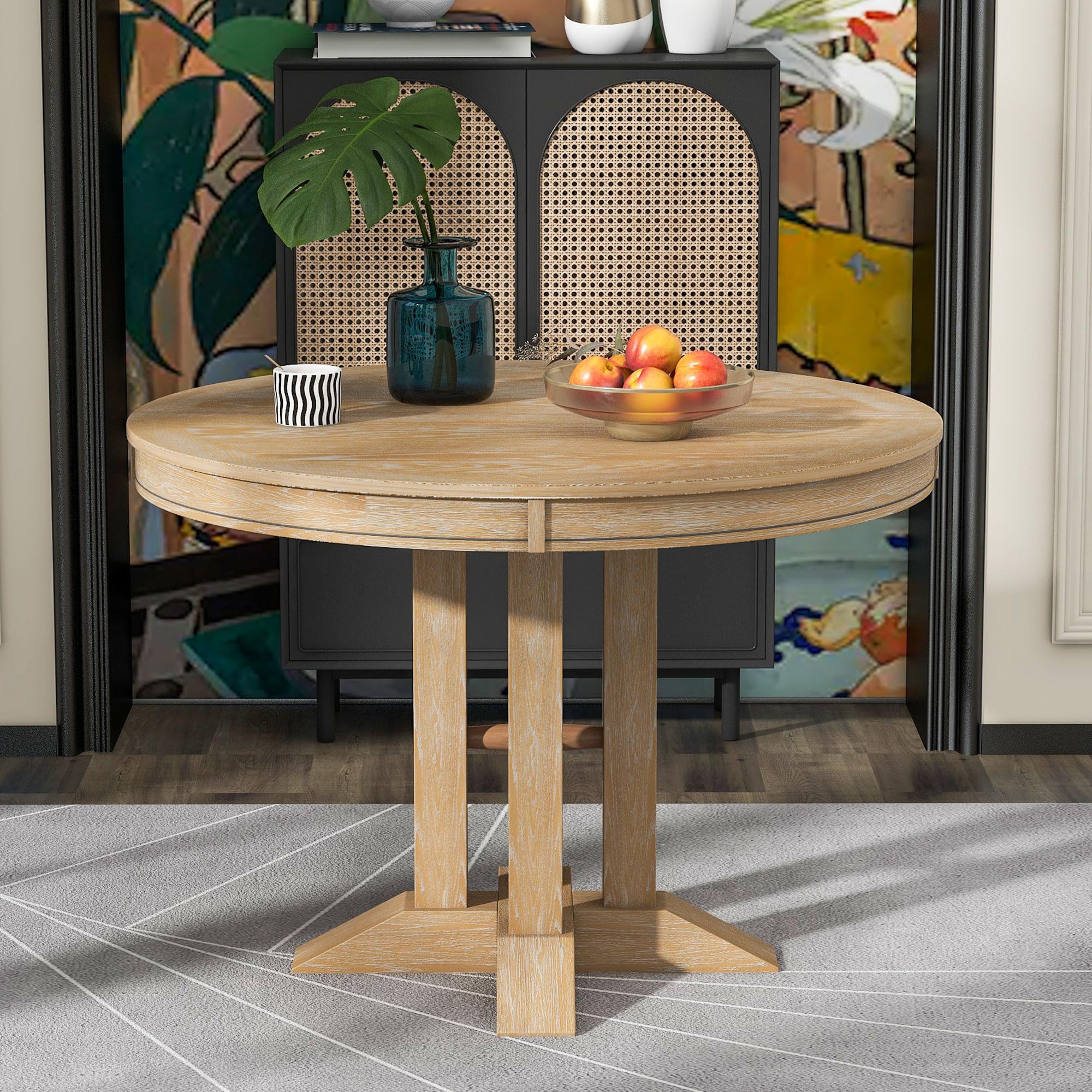 Round Dining Extendable Dining Table Set For Round Table With