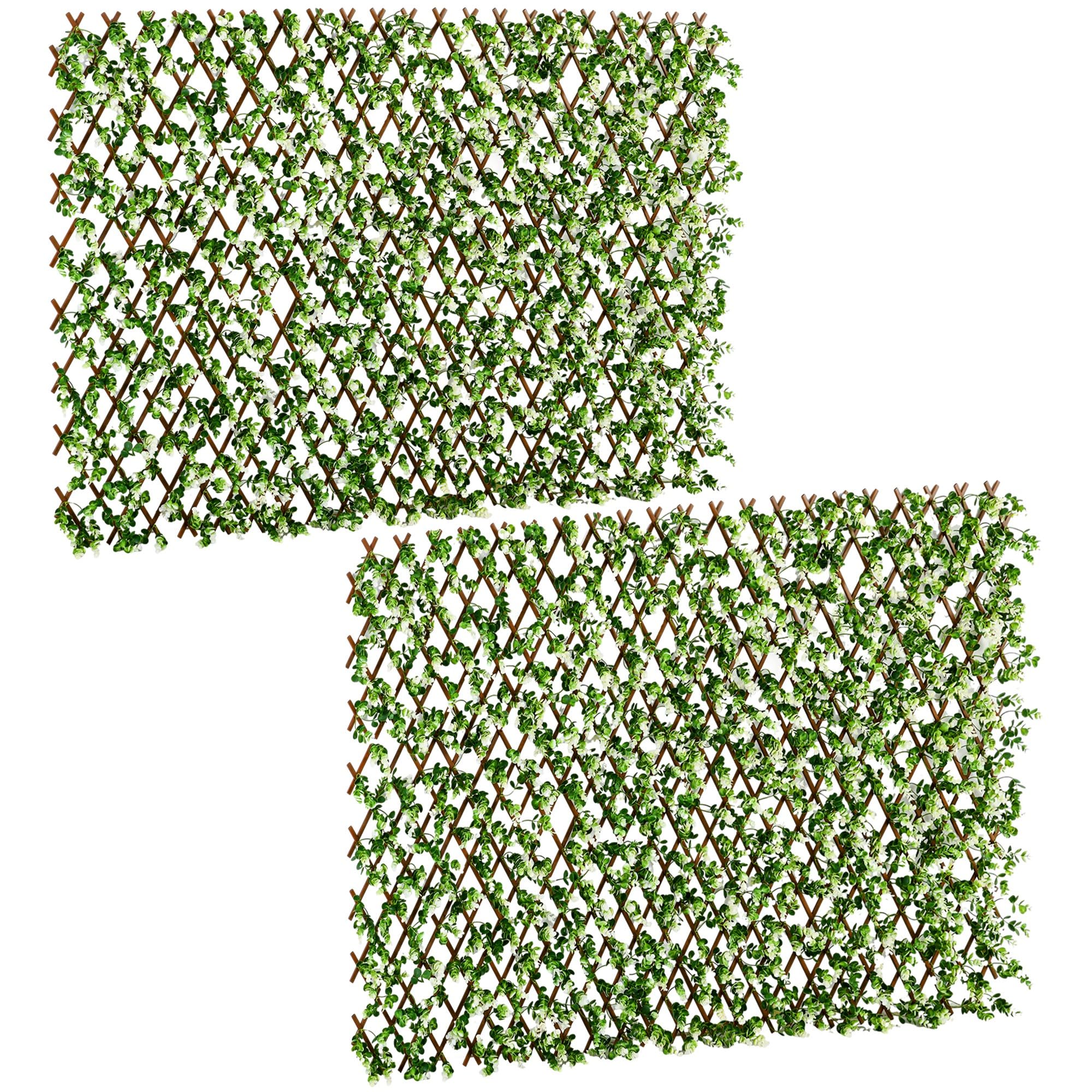 Outsunny 2pc Expanding Garden Trellis 2 x 1m Faux Decorative Privacy Fence
