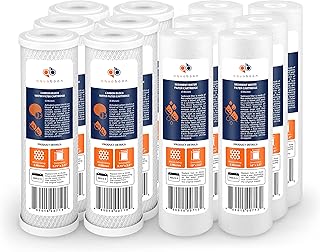 Aquaboon 12-PACK of Reverse Osmosis Sediment & CTO Carbon Filters, Universal 5 Micron 10 x 2.5 inch Cartridges, Compatible with DWC30001, WFPFC8002, FXWTC, WHEF-WHWC, WHKF-WHWC, Pentek DGD series, RFC