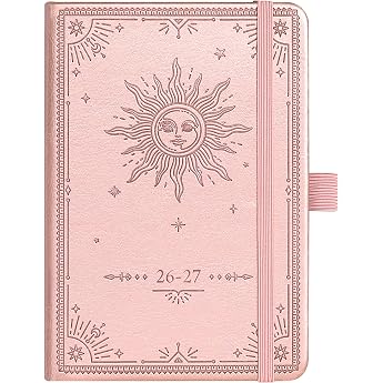 Pocket Calendar 2026 2027 - Calendar 2026-2027 A6 Diary 2026 2027 A6 from August 2026 to July 2027 Weekly Planner with Hard Cover 2 Bookmarks Pen Loop Pink