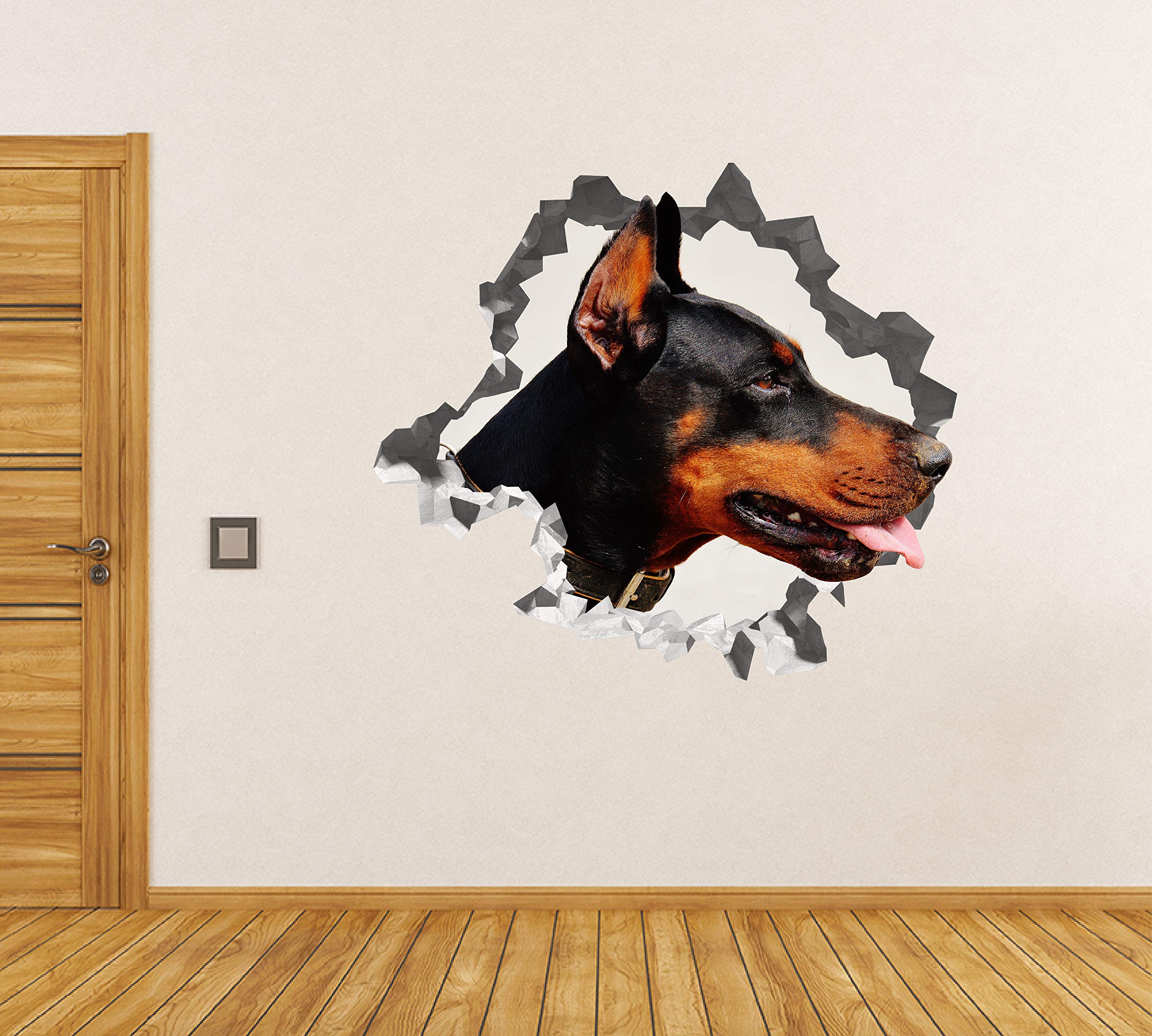 Perro Dobberman Pegatina - Calcomania Animales - Decoración de Cuartos Niños - Sticker de Cachorro - Decoración Infantil - JS373 (Grande: 102 cm x 91 cm)