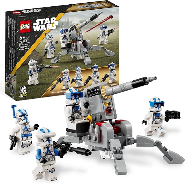 LEGO 75345 Star Wars 501st Clone Troopers Battle Pack Set, Buildable Toy with AV-7 Anti Vehicle Cannon and Spring Loaded Shooter plus 4 Characters