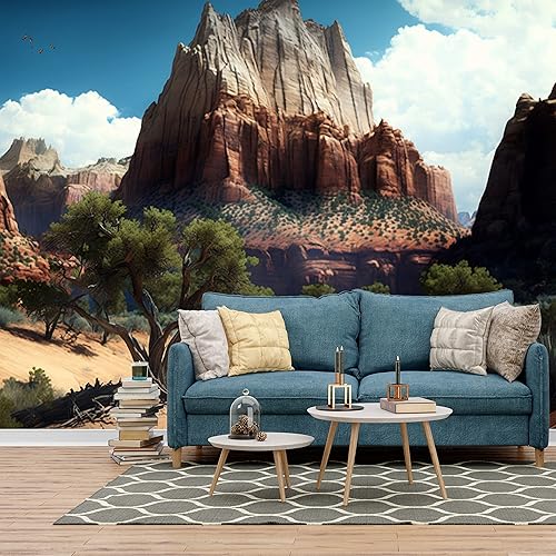 Miniatura 1 de Zion National Park Southern Utah Paisaje Montaña Papel pintado árbol mural de pared para dormitorio, oficina y sala de estar, extraíble y
