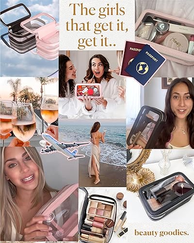 Miniatura 6 de Bolsa de maquillaje de viaje, bolsa de maquillaje transparente, aprobada por la TSA, bolsa de aseo para mujeres que viajan, bolsa de viaje de