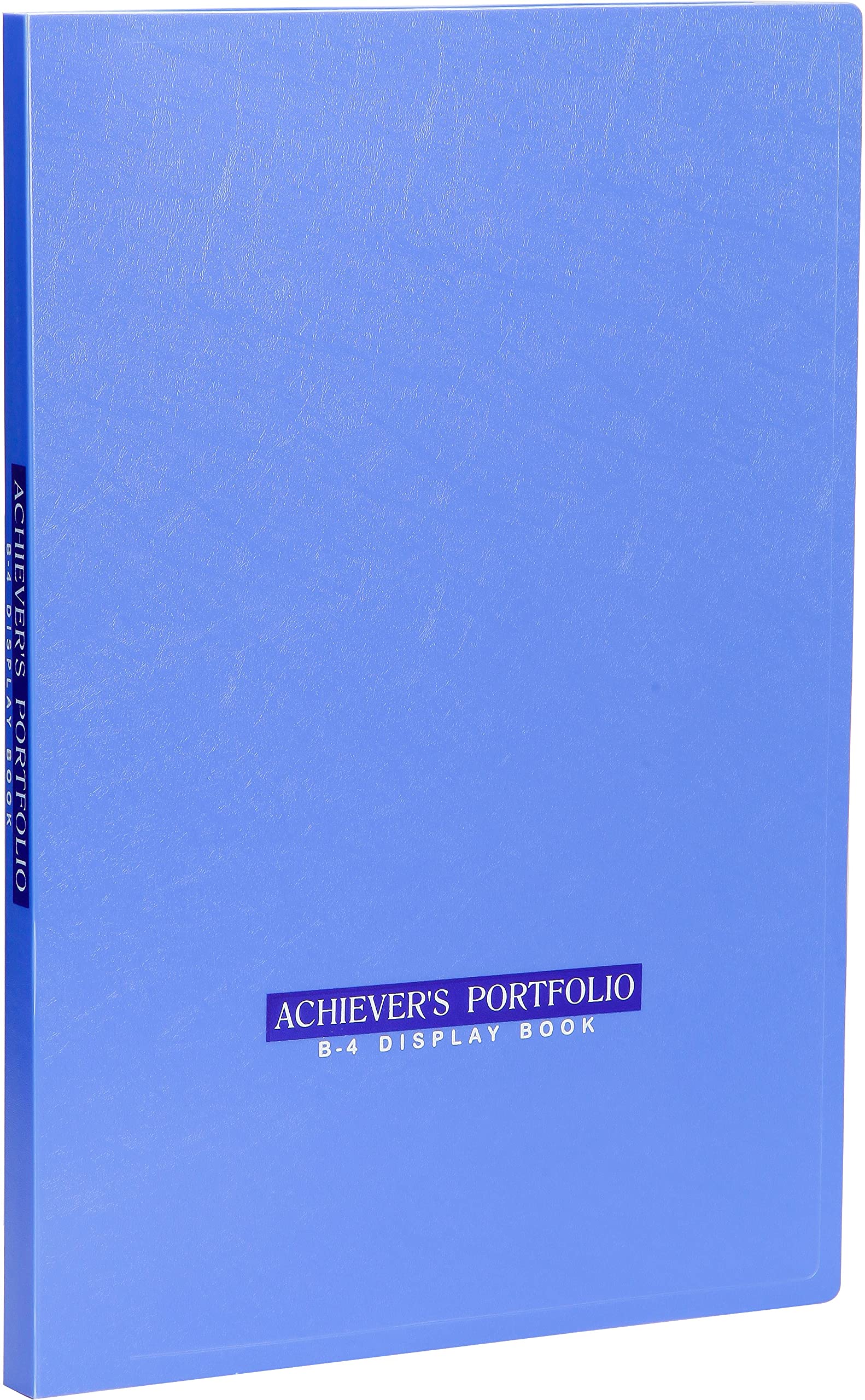 Worldone Achiever Portfolio Display Book Folder for Documents with 20 Bound Fixed Top Loading Plastic Sleeves, Made in 1mm Virgin PP, for Offices, Size B4, Blue, Set of 1