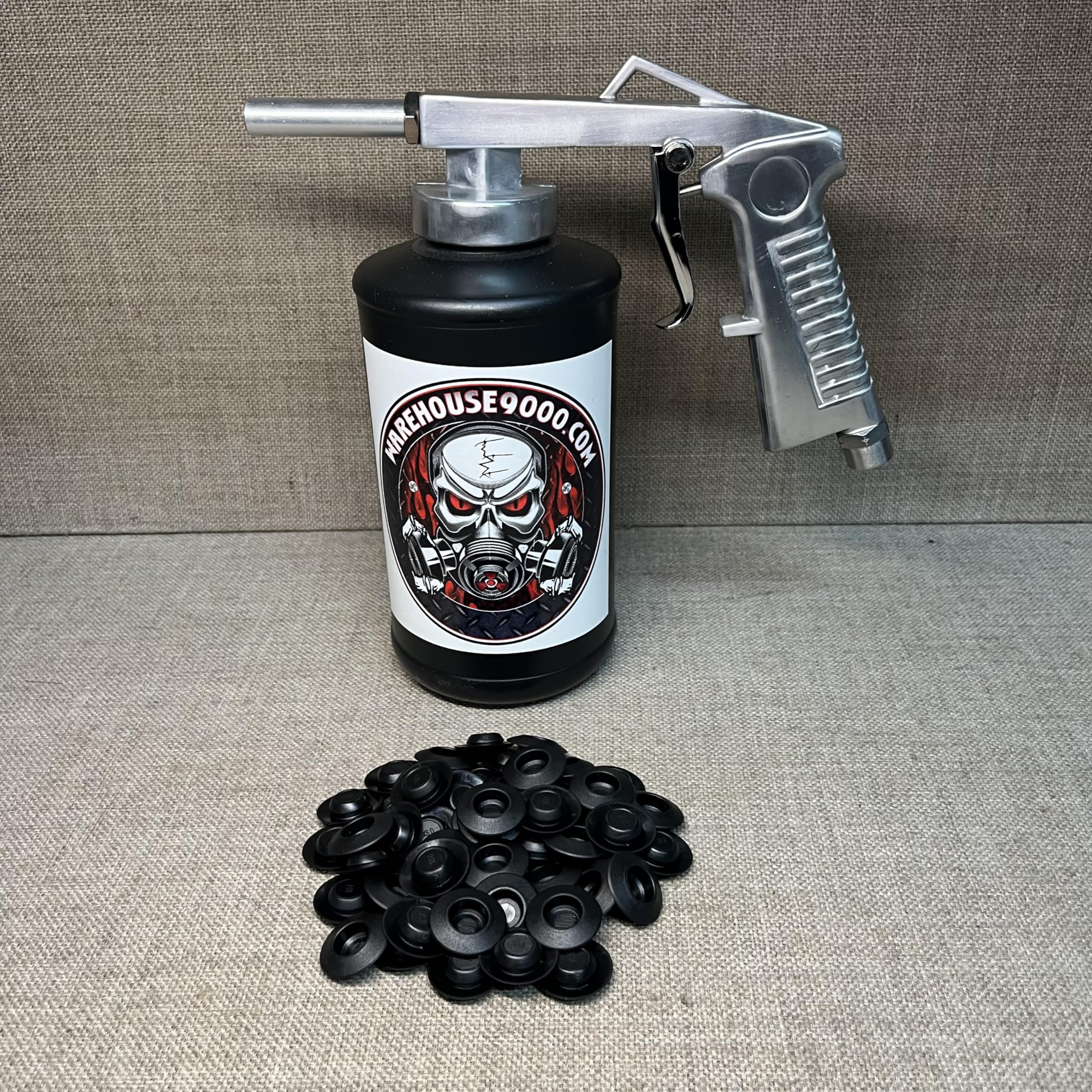 Standard Economy Undercoating Spray Gun, 1 Black Quart Bottle, and 50 Rust Plugs
