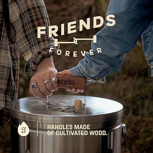 Miniatura 9 de Parrilla de acero inoxidable 3 en 1 para ahumar de alta calidad, barbacoa de carbón portátil con termómetro, ahumador de cocina al aire libre de 40