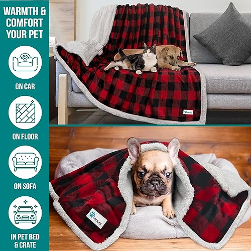 Miniatura 5 de Manta para perro PetAmi, manta Sherpa para perro  Manta de felpa, reversible, cálida para cama de perro, sofá, auto