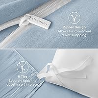 Vista 115 de Bedsure Juego de funda de edredón, tamaño individual, suave y prelavado, blanco, 2 piezas, 1 funda de edredón de 68 x 90 pulgadas, cierre