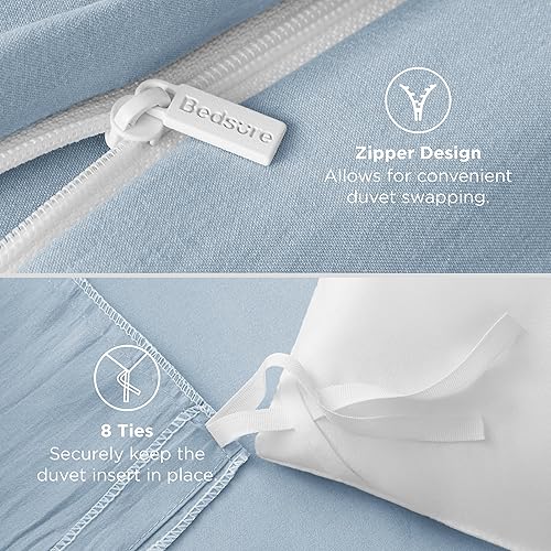 Vista 115 de Bedsure Juego de funda de edredón, tamaño individual, suave y prelavado, blanco, 2 piezas, 1 funda de edredón de 68 x 90 pulgadas, cierre