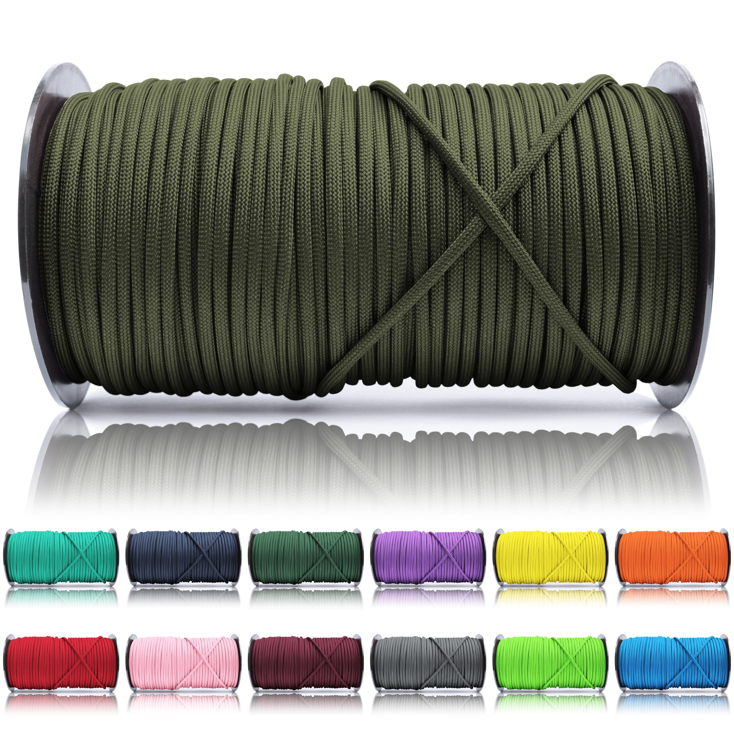 Ganzoo Paracord 550 Tipo 3, Cuerda 4 mm 100 m con 7 hebras Interiores, Funda poliéster/Nylon, para Outdoor Camping Supervivencia, rutas de Trekking, asegurar Tienda, Collar y Correa Perro, Oliva — view 69