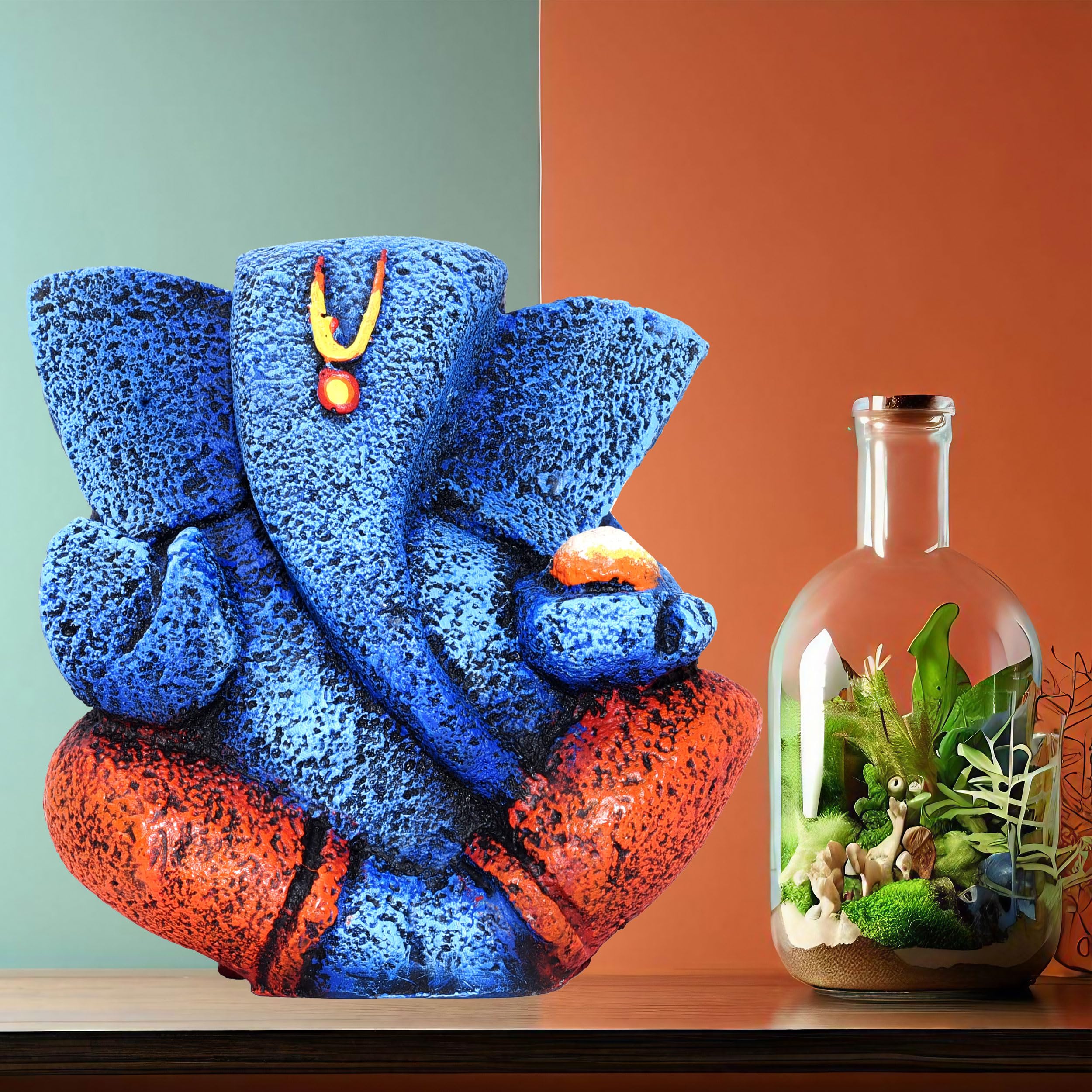 Ganesha Idol Shree Gajanand Ganpati Murti 6 inch Vinayak Poly Fibre Resin Statue for Home Temple, Living Room Decor, Office Desk, Festival Gifts (Blue) — photo — 9 of 9