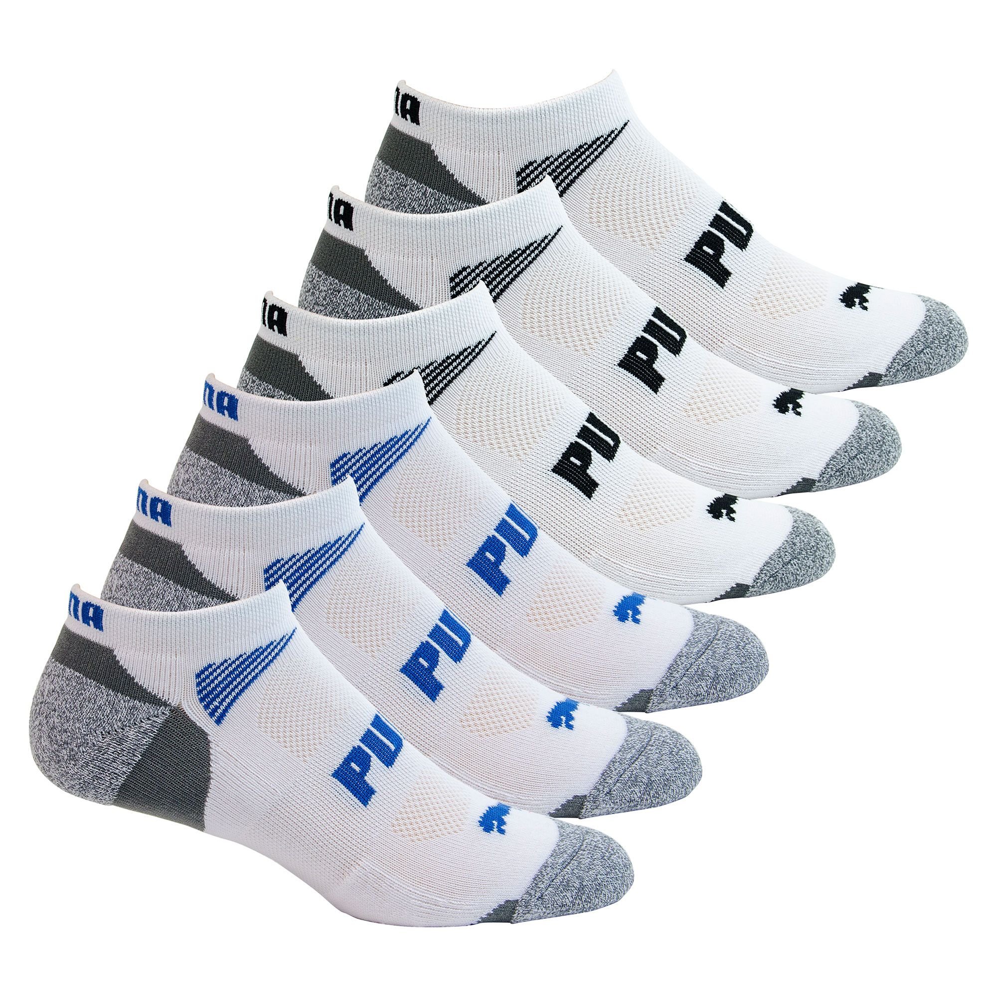 Puma de los hombres corte bajo todos los deporte no show calcetines, Blanco/Gris