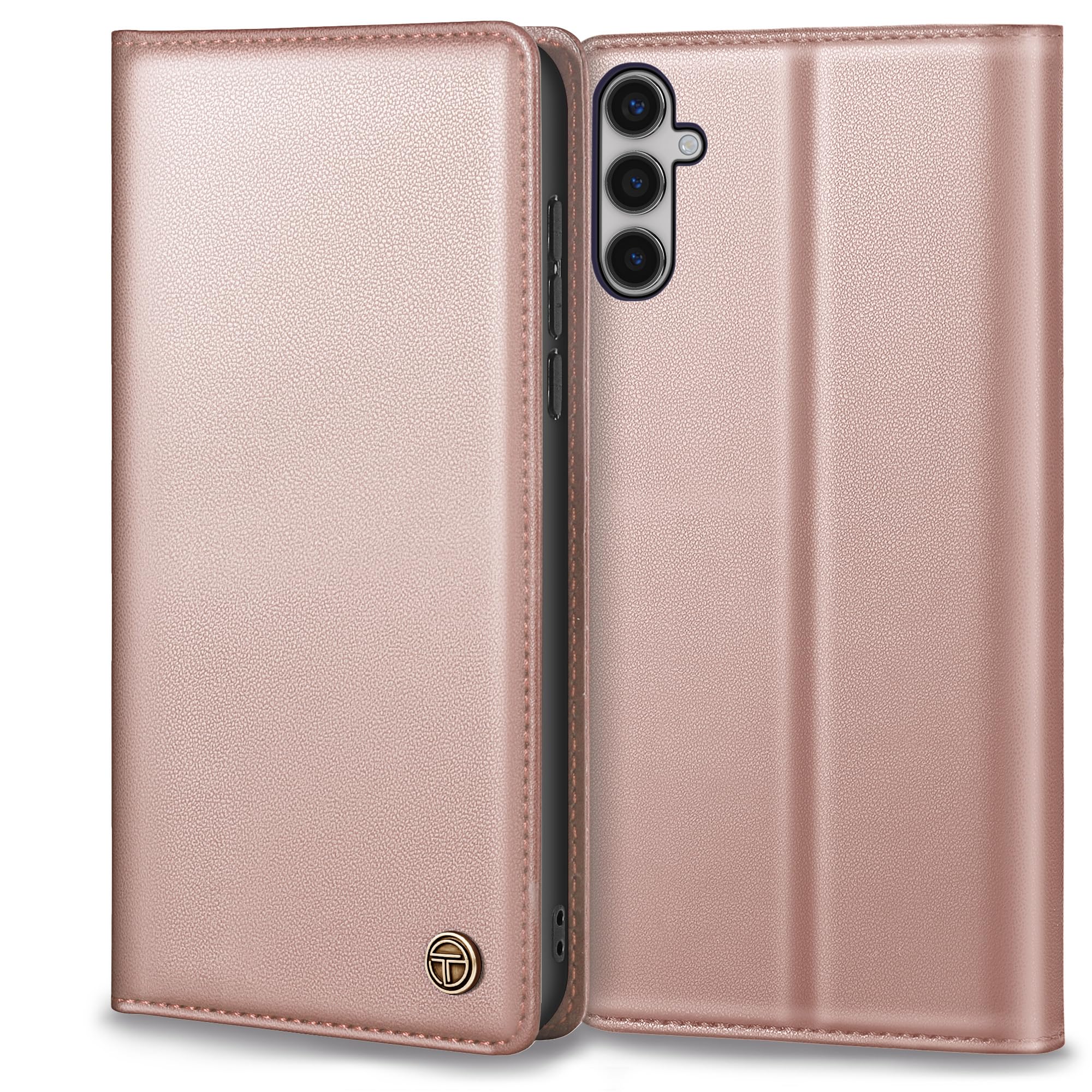Handyhülle für Samsung Galaxy S24 Hülle Mit Schutzfolie, Premium PU Leder Schutzhülle für Samsung S24 Hülle Wallet Kartenfach Standfunktion Flip Case for Galaxy S24 Klappbar, Rosa