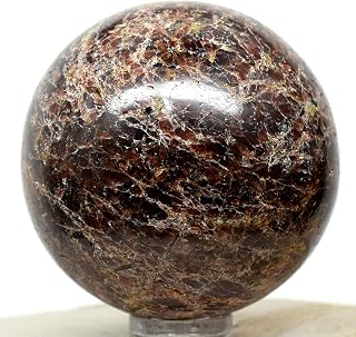 48mm Red w/Orange Garnet Sphere Natural Spessartine Mineral Ball Polished Almandine Crystal Gemstone - India + Stand