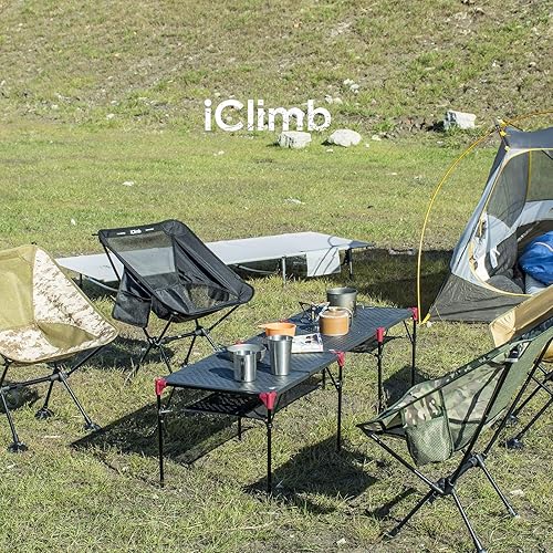 Miniatura 2 de iClimb Mesa plegable extensible, área de mesa grande, ultraligera, compacta con mesa hueca y bolsa de transporte para camping, mochilero, playa,