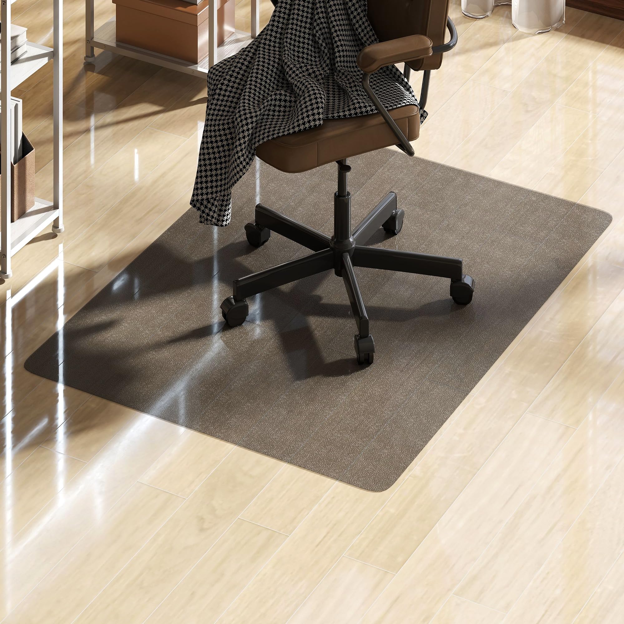 HOMCOM Alfombrilla Protectora para Suelos 90x120 cm Alfombra para Silla de Escritorio para Oficinas para el Hogar Resistente y Fácil de Limpiar Negro