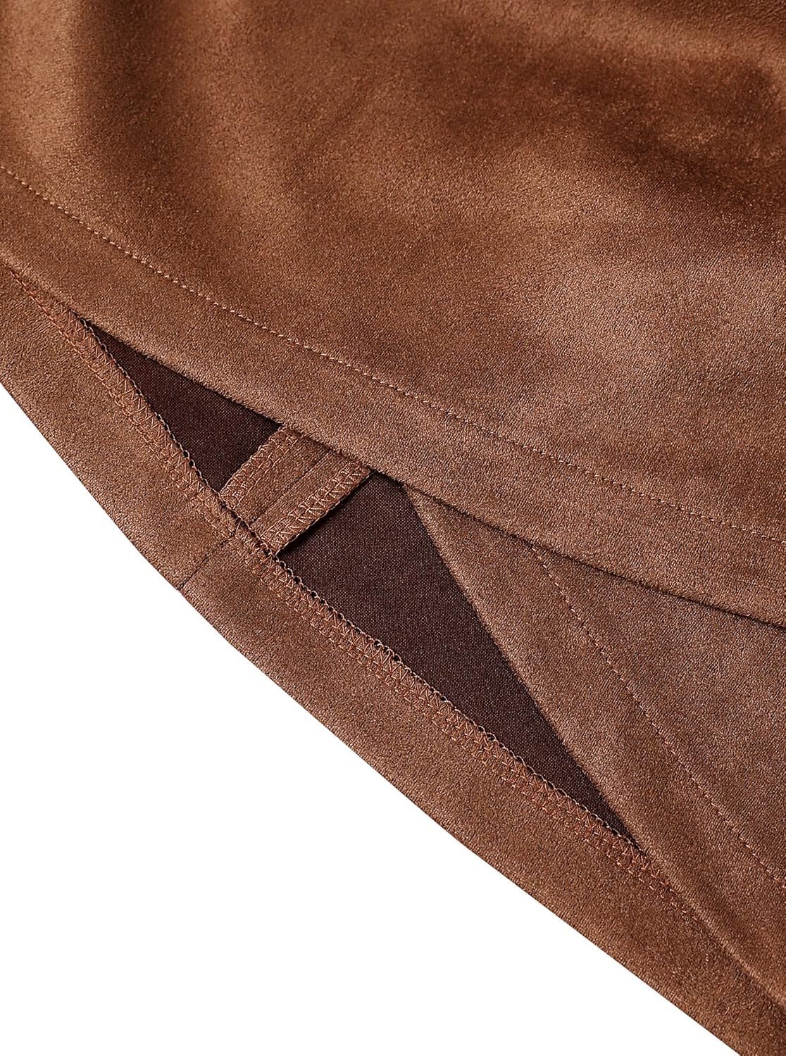 SOFIA'S CHOICE Women Faux Suede Skirt High Waist Ruched Asymmetrical Bodycon Mini Skirt - Image 5