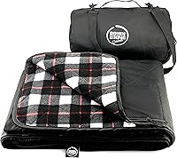 Vista 16 de DOWN UNDER OUTDOORS Manta grande impermeable y resistente al viento, extra gruesa de 350 GSM, forro polar acolchado, o manta de estadio de sherpa