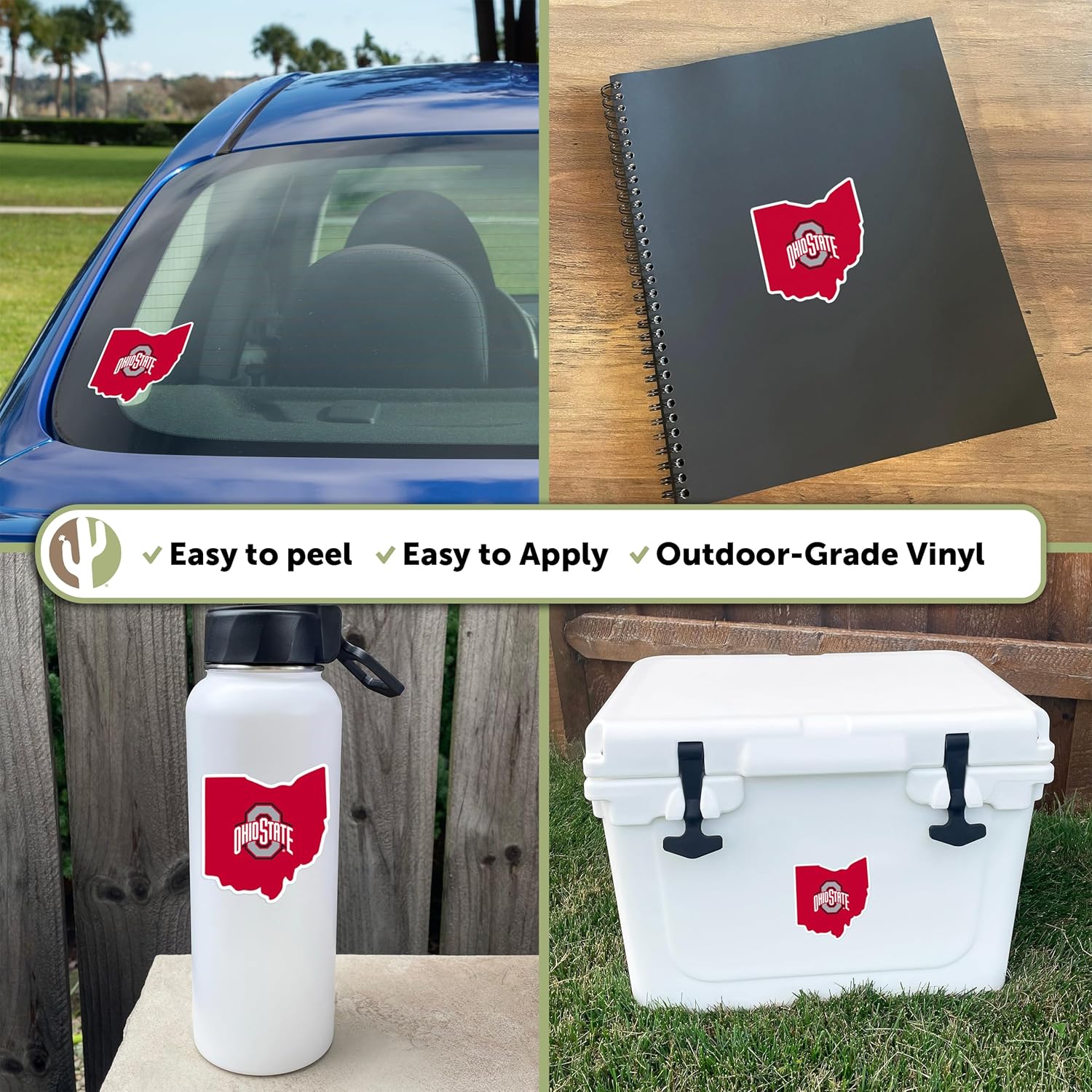 Desert Cactus The Ohio State University Sticker Buckeyes OSU Vinyl Decal Laptop Water Bottle Car Scrapbook (State Border Sticker) - Image 2
