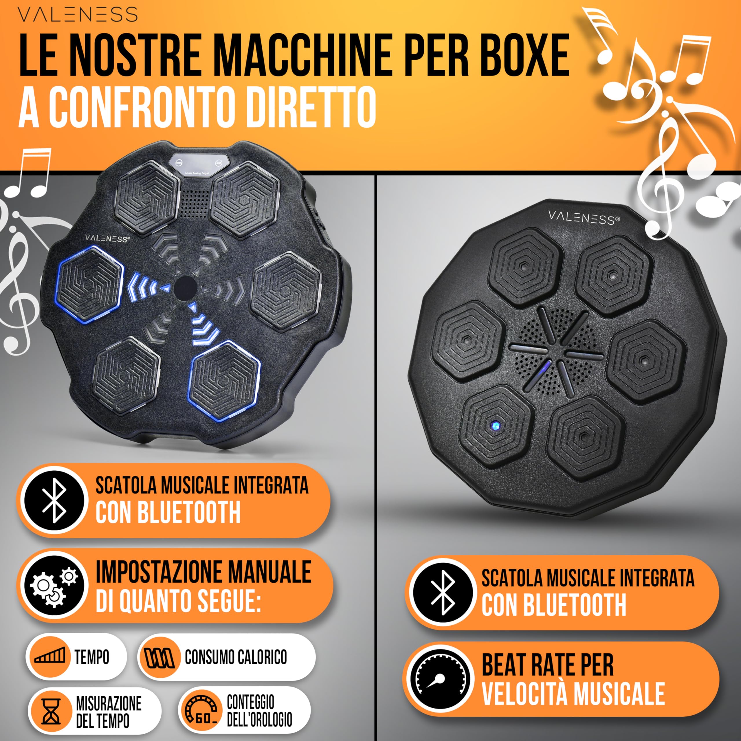 VALENESS Smart Music Boxing Machine Boxe LED Macchina da Parete Guantoni Allenamento Casa