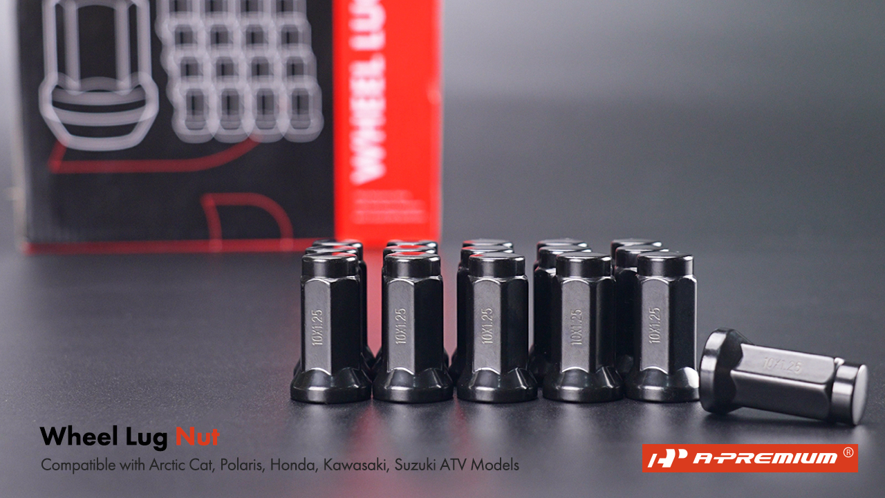 Image of A-Premium Front & Rear M10-1.25 Wheel Lug Nuts, Set of 16 | Compatible with All ATV UTV Models - Arctic Cat ATV & Kawasaki& Suzuki & Yamaha & Honda & Polaris