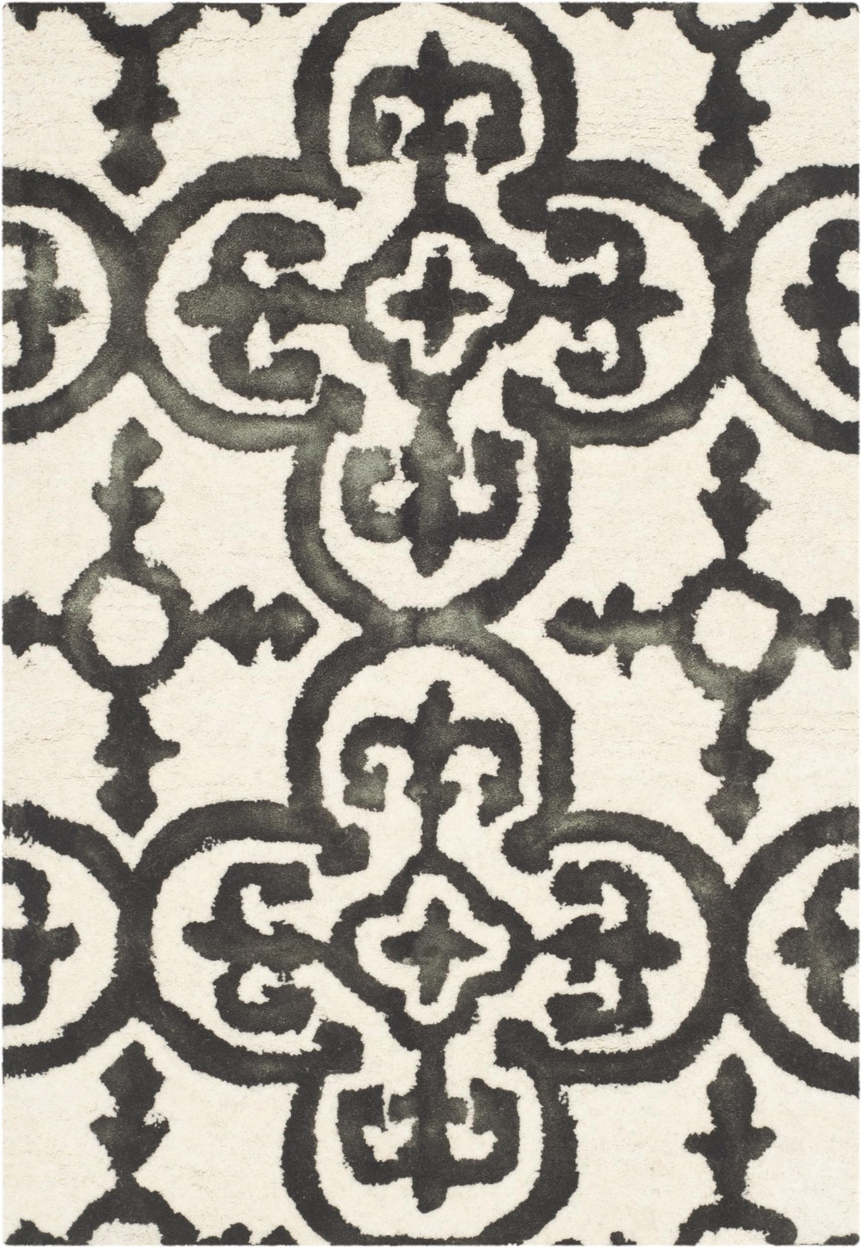 SAFAVIEH Dip Dye Collection 2' x 3' Ivory/Charcoal DDY711D Handmade Moroccan Watercolor Premium Wool Accent Rug