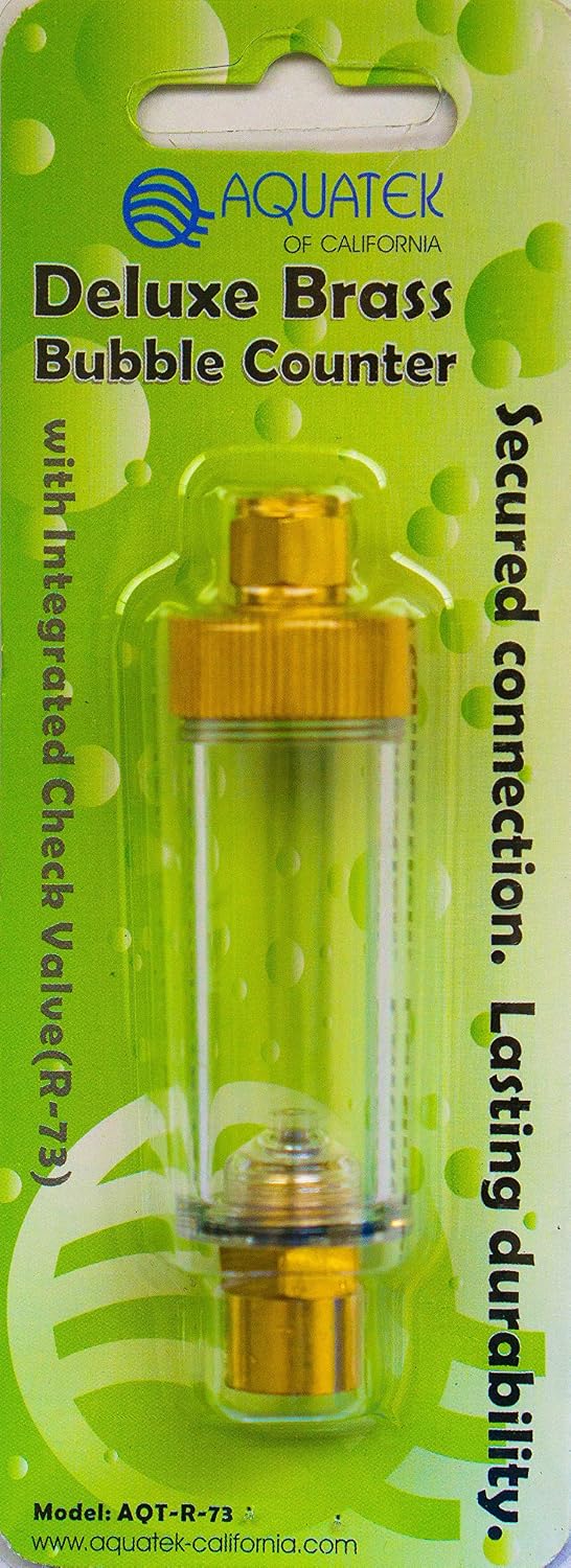 Deluxe AQUATEK Brass Bubble Counter with Integrated Check Valve for Plant Aquarium