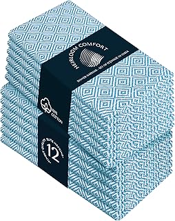 Turquoise Blue Cloth Napkins Set of 12, Diamond Weave, 16x16 Inch, 100% Cotton, Soft, Durable, Washable Table Linen for Beach Dining, Dinner, Summer Decor & Everyday Meal Settings