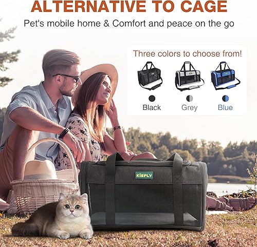 Miniatura 45 de Transportador de gatos para 2 gatos/gatitos, transportador de mascotas para gatos, cachorros, perros pequeños y conejos, bolsa de viaje plegable