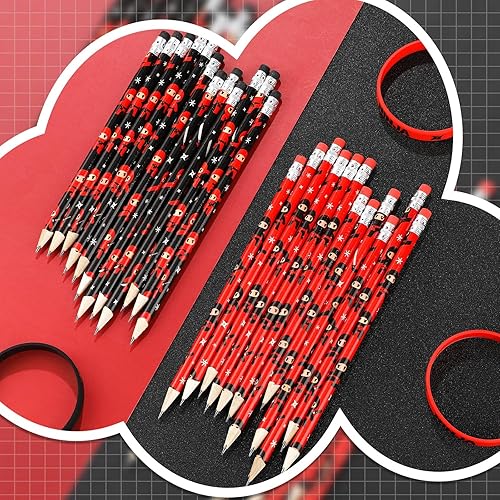 Miniatura 4 de Nezyo 24 lápices ninja para niños, lápices de recuerdos de fiesta Ninja con borrador, decoraciones de fiesta de cumpleaños para regalo de regreso a