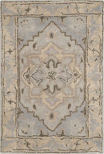 SAFAVIEH Heritage Collection - Alfombra de pasillo, 2 pies 3 pulgadas x 12 pies, beige y gris, hecha a mano, lana oriental tradicional, ideal para