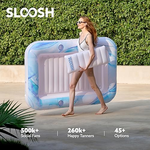 Miniatura 5 de SLOOSH Inflatable Tanning Pool Lounger Float, 70" x 46" Pool Floats Adult with Pillow, 4 in 1 Suntan Tub Raft Floatie,Sunbathing Bed Lounge for