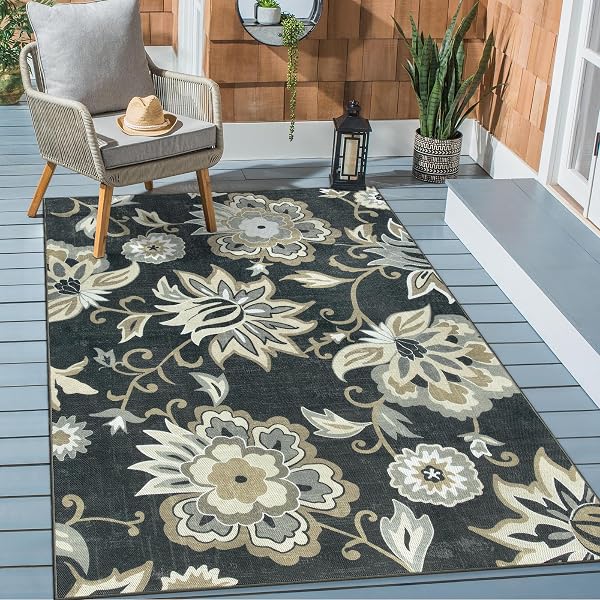Lahome Indoor Outdoor Rug, Non Slip Outdoor Patio Rug for Balcony Deck, Portable Outdoor Rugs for Camping Picnic Backyar