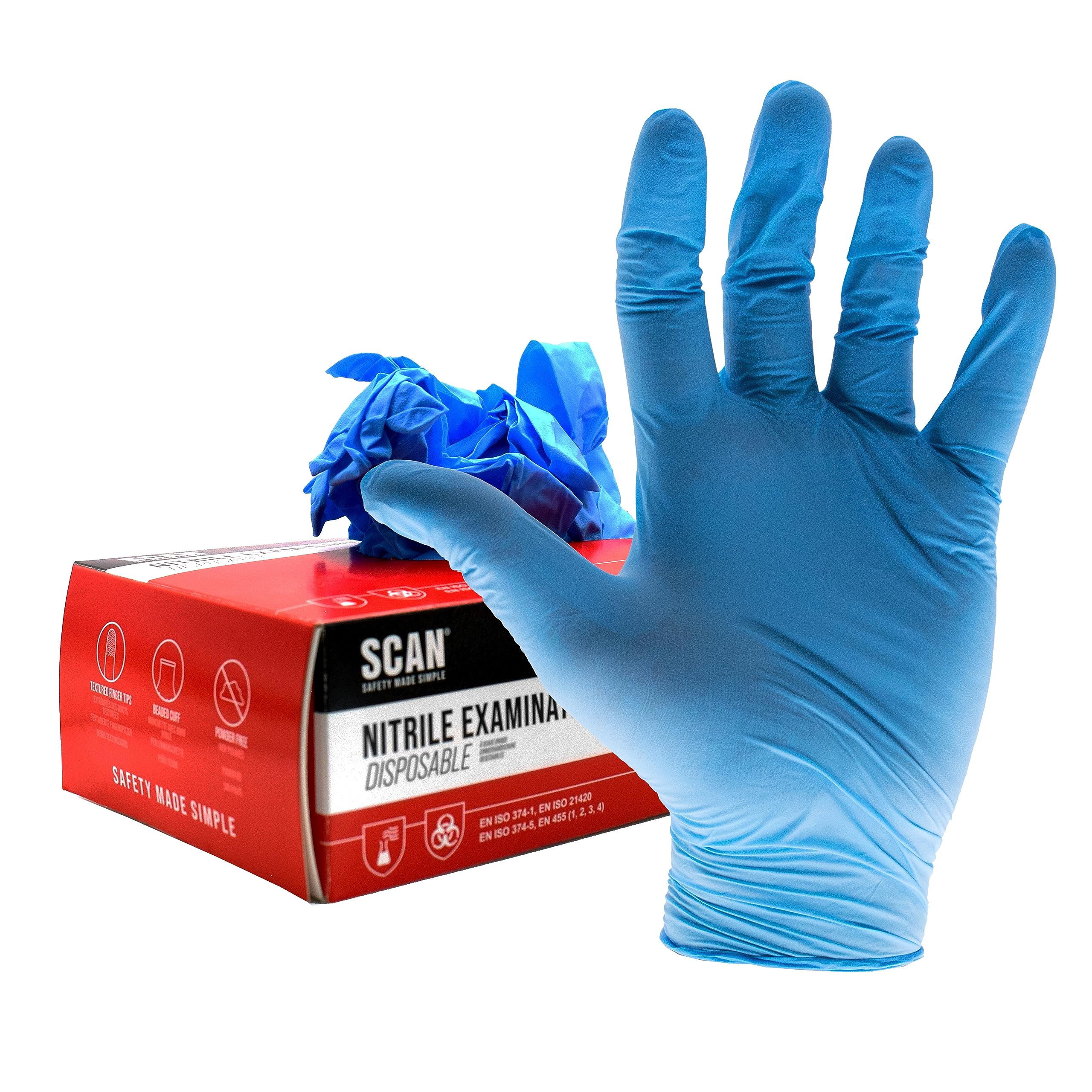Scan Blue Ks-St Rt021 Nitrile Disposable Gloves Large (Box Of 100)