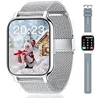 Popglory Smartwatch Uomo Donna, 2 cinturini Orologio Chiamate e Whatsapp