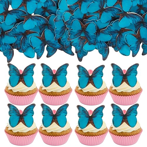 Miniatura 1 de Gyufise 48 piezas comestibles de mariposa para tartas, decoración de cupcakes de mariposa, papel de oblea comestible, mariposas, decoración de