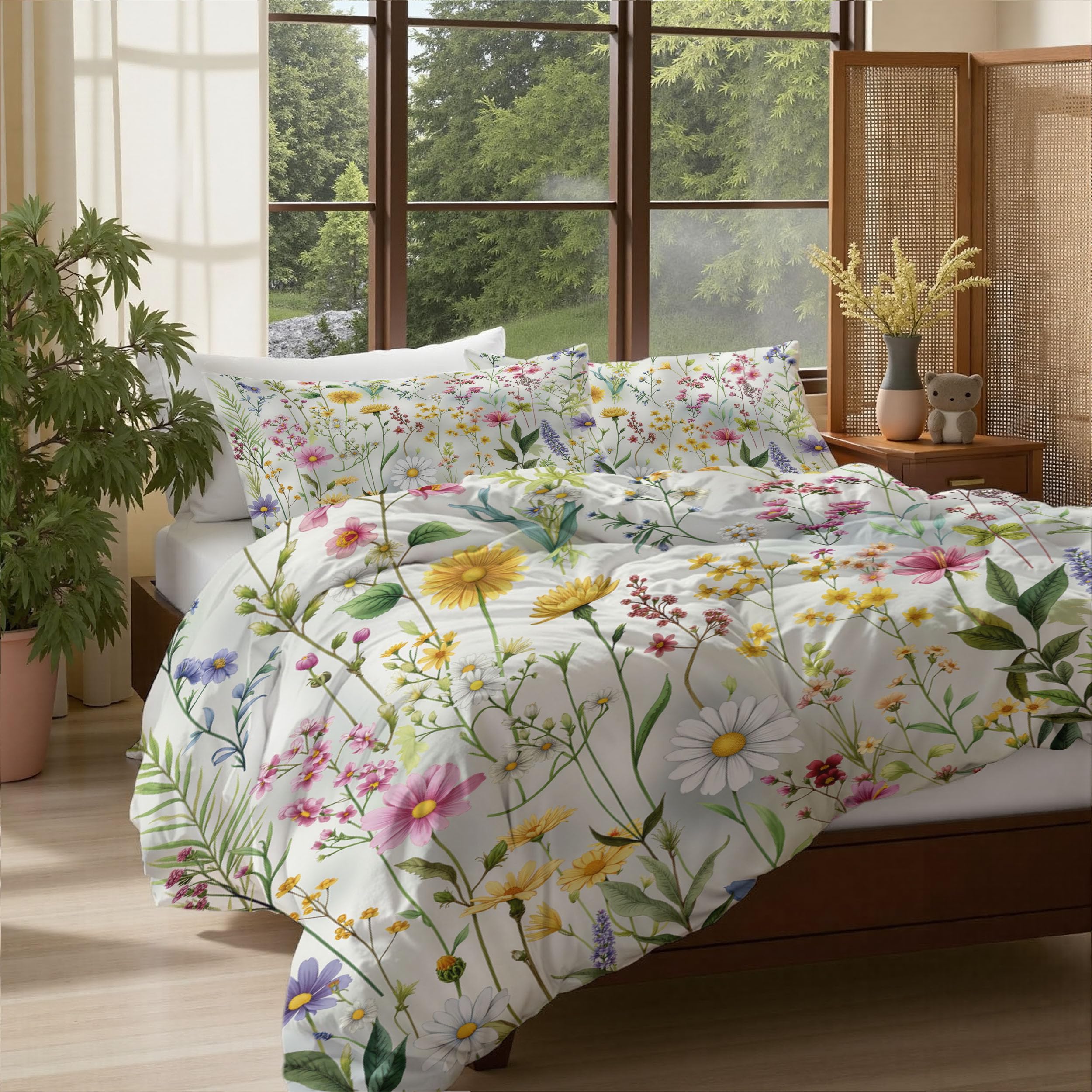 Housse de couette fleurs sauvages pour créer une chambre rétro et élégante