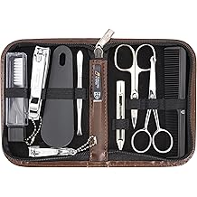 3 Swords Germany - brand quality 10 piece manicure pedicure grooming kit set for professional finger &amp; toe nail care tweezers file clipper fashion leather case in gift box, Made by 3 Swords (01610)
