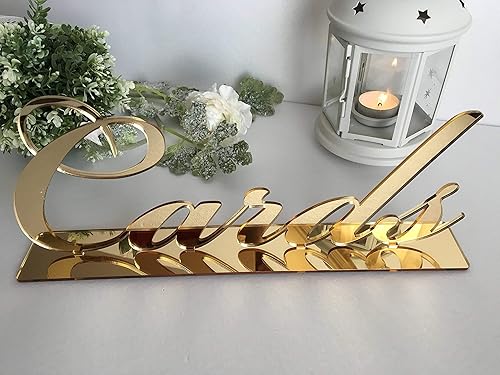 Miniatura 4 de Cards Table Sign Wedding Card Signs for Table Decorations Event Reception Bridal Shower Party Decor Laser Cut Gold Mirror Signage Modern Acrylic