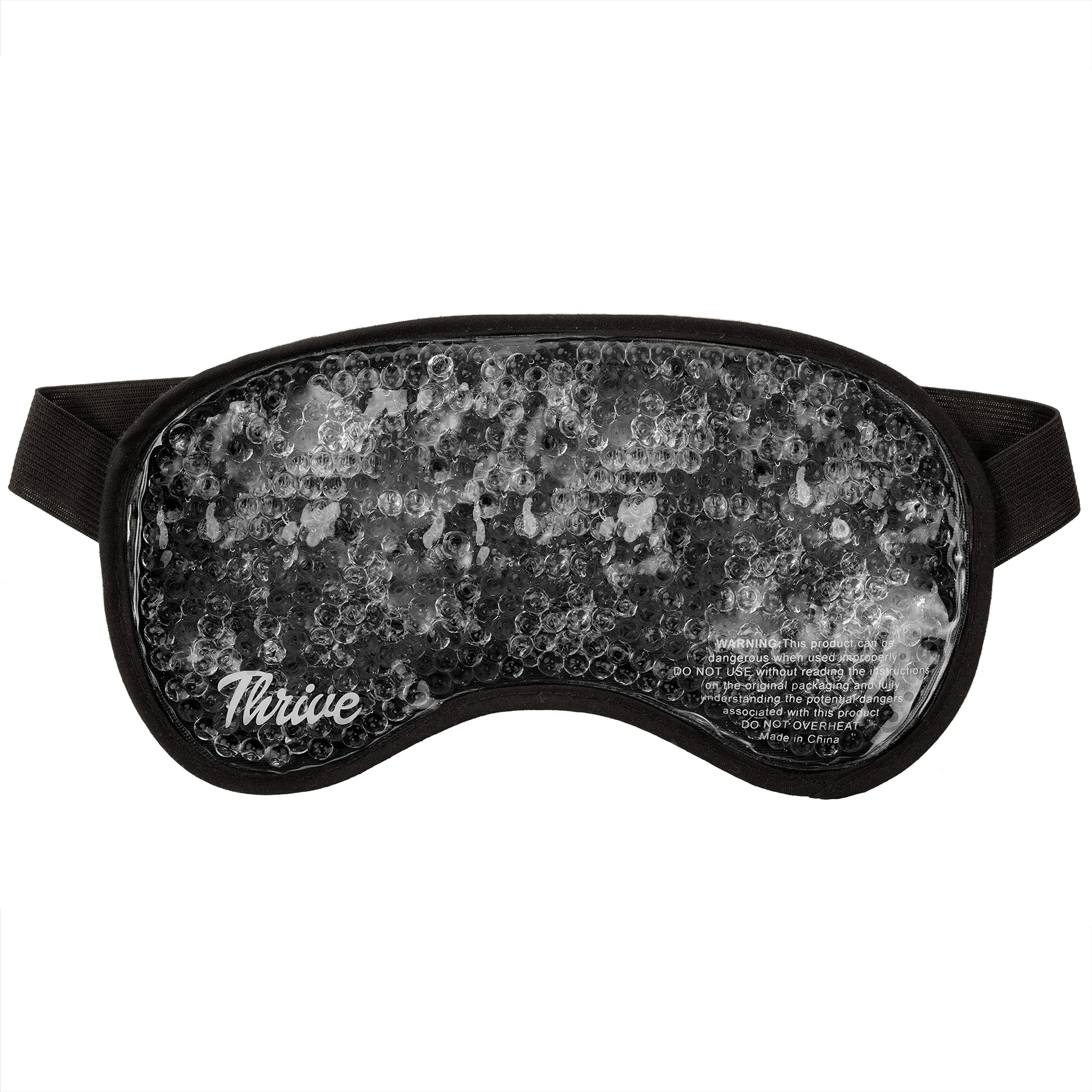 Thrive Gel Beads Eye Mask - Cold Compress for Dark Circles & Puffy Eyes - Hot Compress for Migraine Relief & Post-Surgery Swelling - Sleep Mask Blackout & Ice Pack for Face - Midnight, Pack of 1