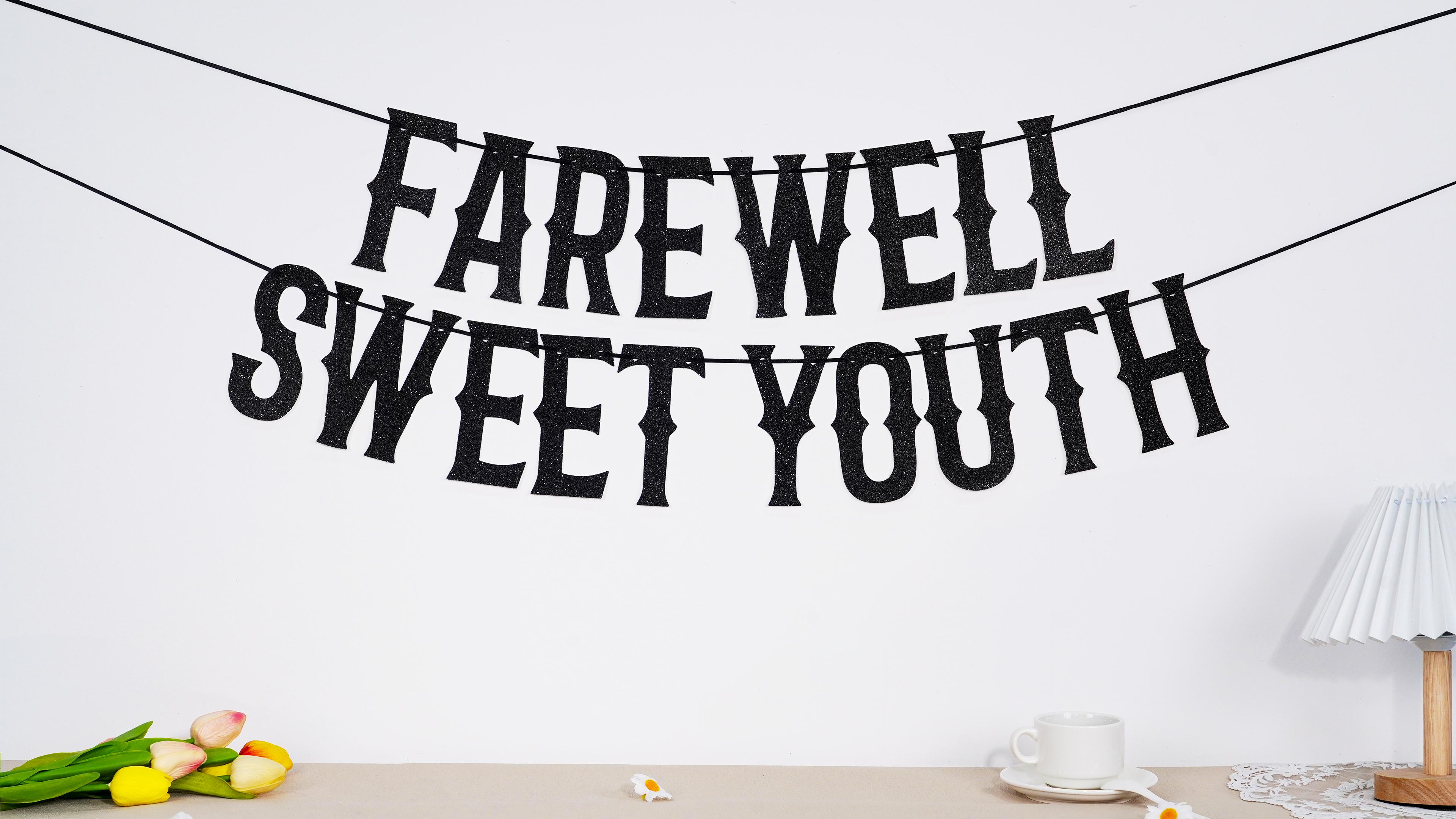„Abschied Sweet Youth“ Geburtstagsbanner – Für 20/30/40/50. Geburtstag, Wimpelkette Mit Glitzer
