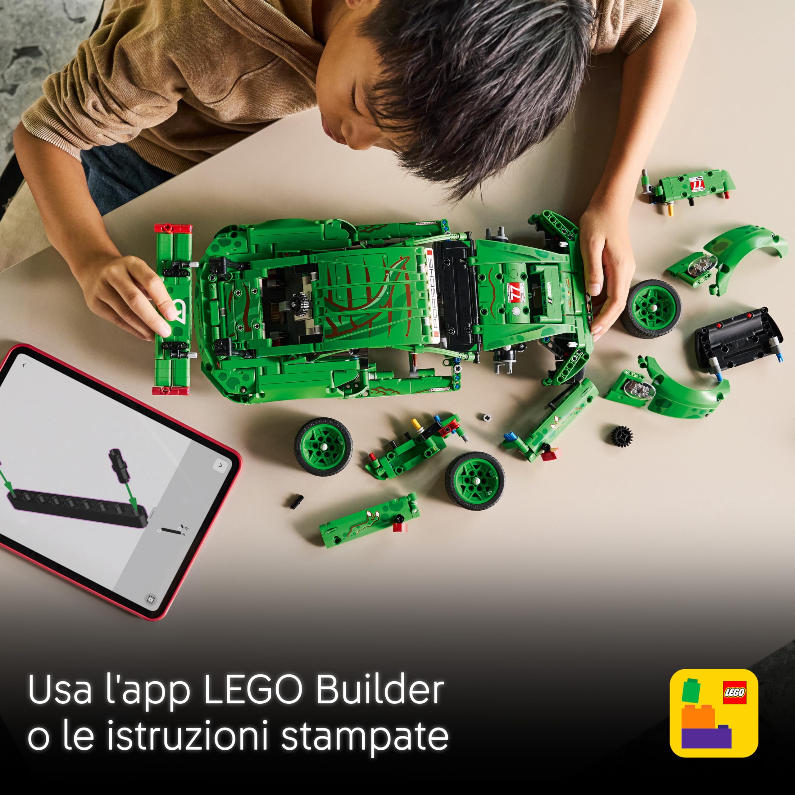 LEGO Technic Auto Porsche 911 GT3 R REXY AO Racing - Macchina Giocattolo - Kit di Modellismo con Motore a 6 Cilindri, Trazione Posteriore e Design da Dinosauro - Regalo per Bambini da 11 Anni - 42224