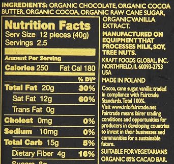 Green and Black's Organic Chocolate Bars Dark Chocolate 85 Percent Cacao Bars, 10 Count
