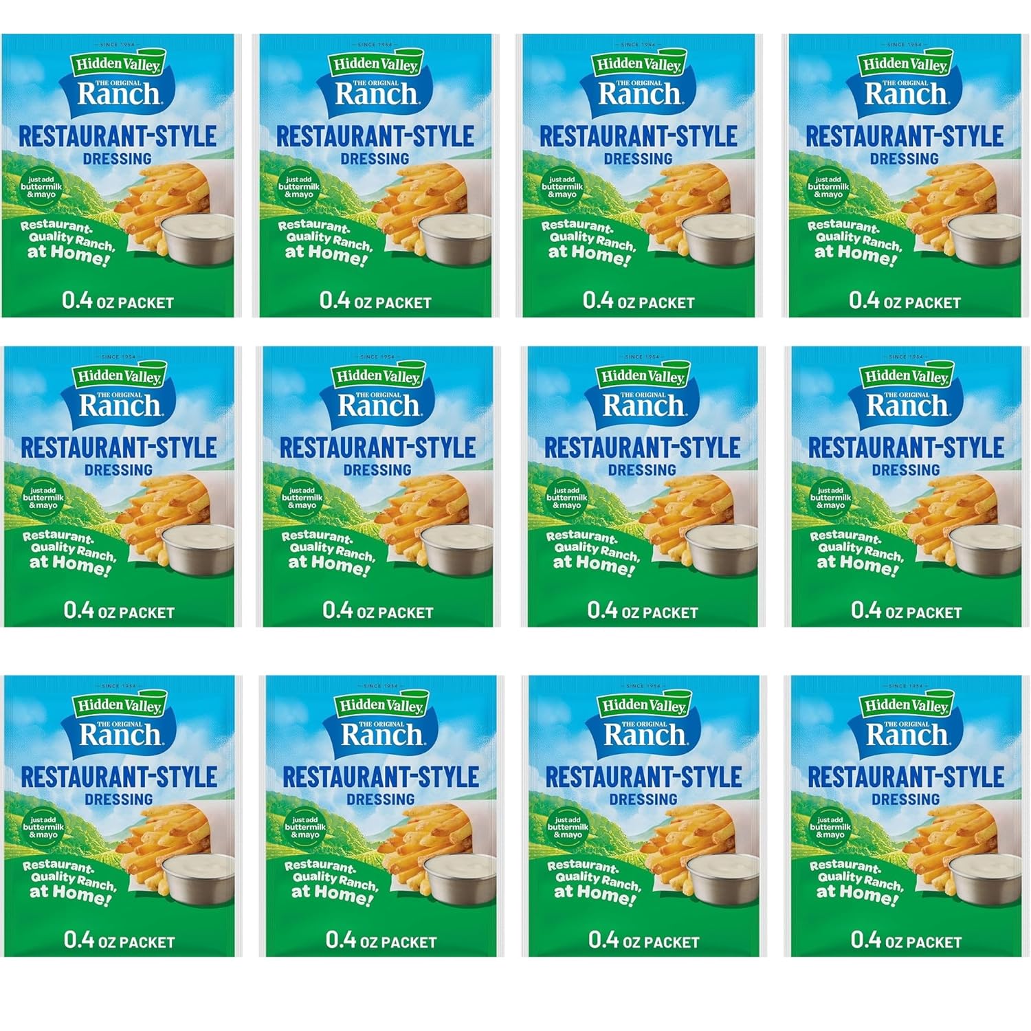 Original Ranch - Buttermilk Recipe - Salad Dressing & Seasoning Mix - Makes 16 FL OZ (473 mL) - Net Wt. 0.4 OZ (11 g) - Pack of 12