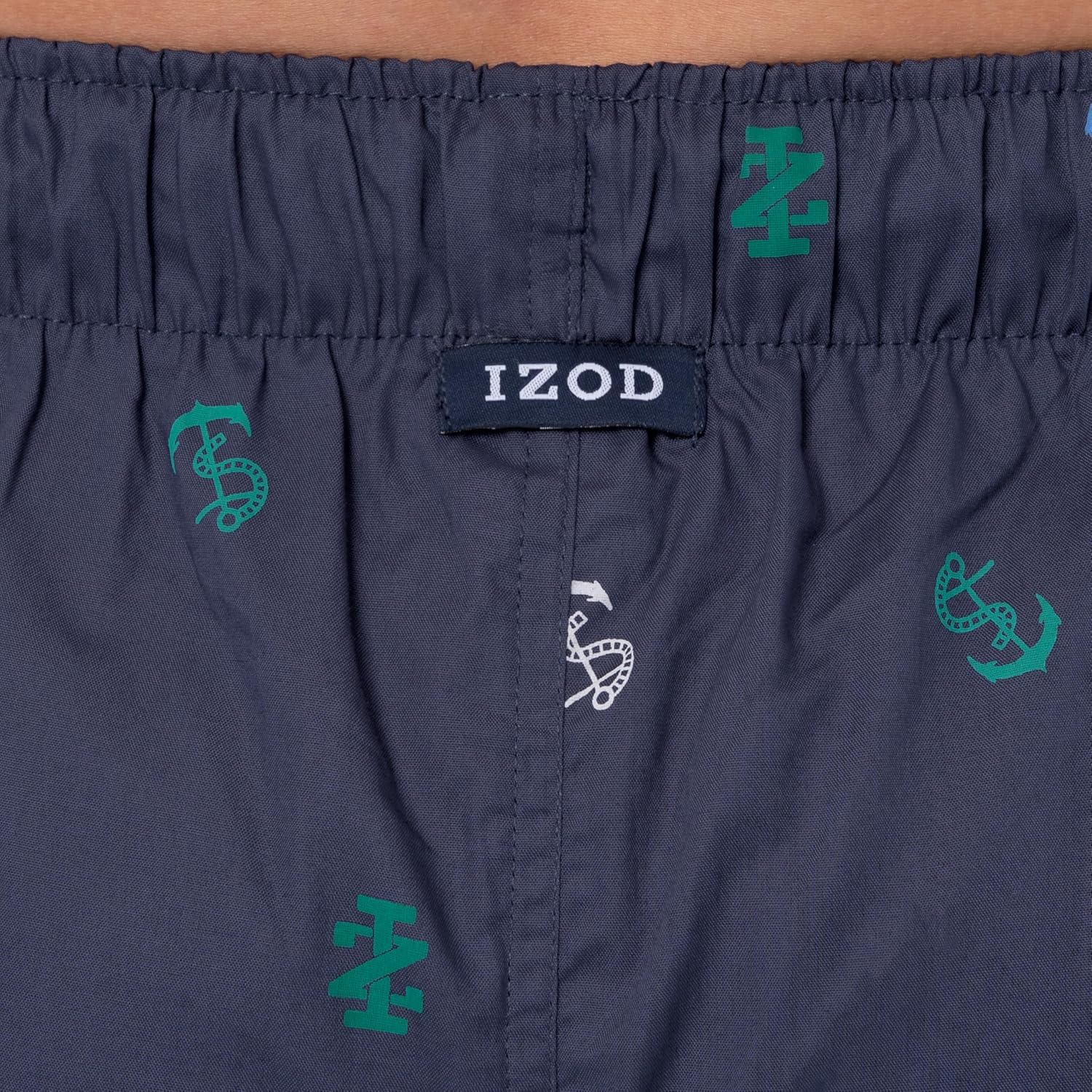 IZOD mens Printed Poplin Relaxed Fit Drawstring Sleep Shorts - Image 6