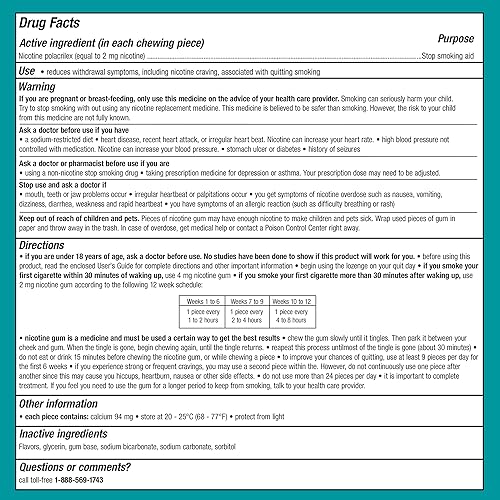Miniatura 8 de Nicorette Ayuda para dejar de fumar goma de mascar de nicotina, 2 mg, sabor original - 200 unidades