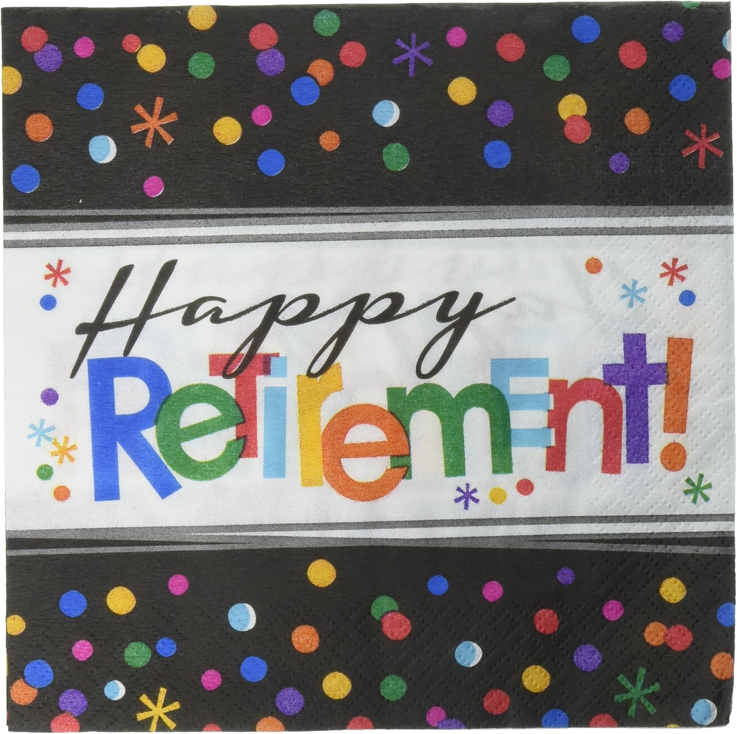 Officially Retired Multicolor Luncheon Napkins - 6.5" x 6.5" (Pack of 192) - Premium Quality & Durable Party Napkins, Perfect For Farewell Parties & Celebrations