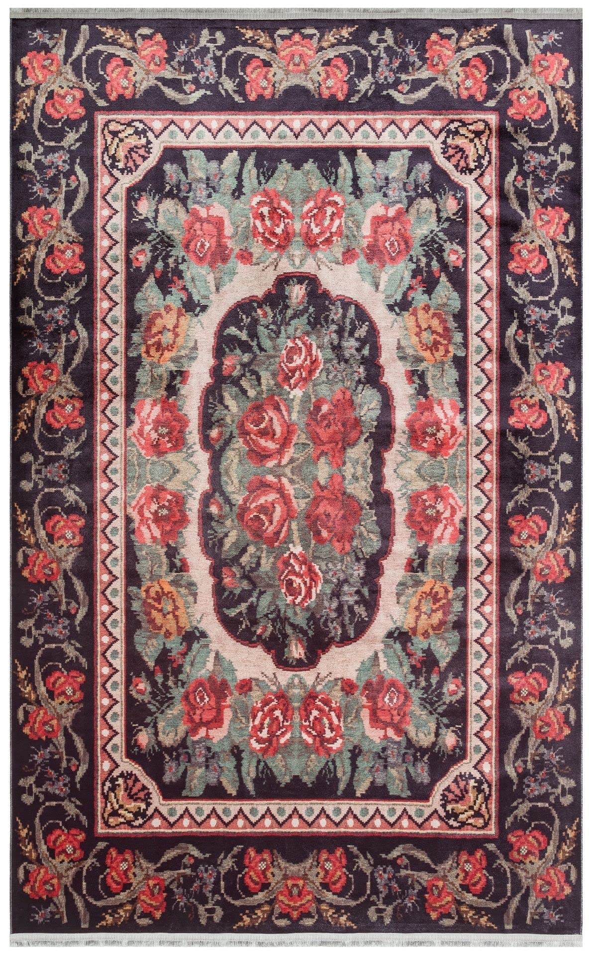 Tapis Antique 03 Noir 80 x 300 cm pour couloir élégant
